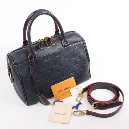 Louis Vuitton Monogram Empreinte Speedy 25 Bandoulière 2Way Handbag in Navy Blue M43501