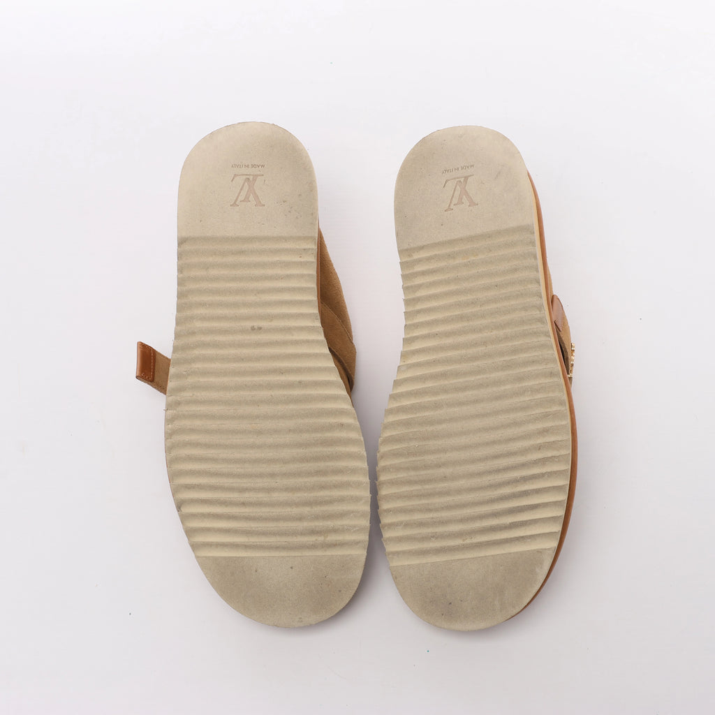 Louis Vuitton x NIGO LV Cozy Line Suede x Boa Mouton Mules in Brown BM0270, Size EU 43