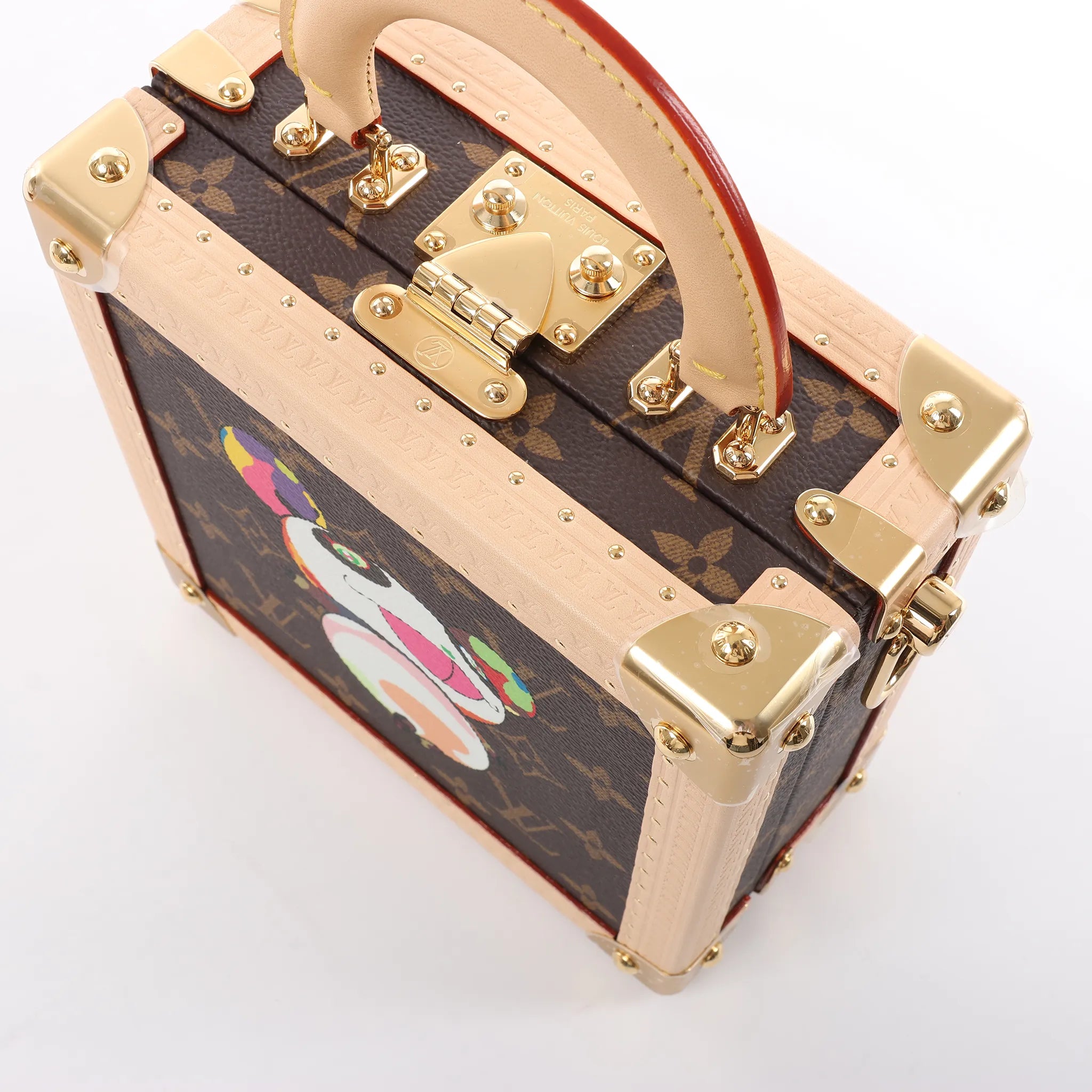 Louis Vuitton x Takashi Murakami Mini Square Trunk Handbag in Brown M13127