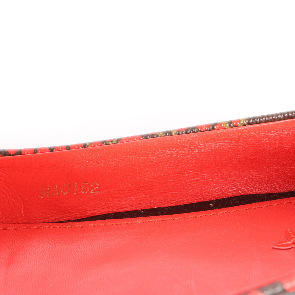 Louis Vuitton x Yayoi Kusama Bow 12 years Leather Polka Dot Ballet Flats in Red x Black, Size 38.5 EU