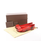 Louis Vuitton x Yayoi Kusama Bow 12 years Leather Polka Dot Ballet Flats in Red x Black, Size 38.5 EU