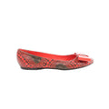 Louis Vuitton ballet flat in red and black polka dot print with a glossy red bow on the toe and red lining, size 38.5 EU.