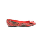Louis Vuitton ballet flat in red and black polka dot print with a glossy red bow on the toe and red lining, size 38.5 EU.