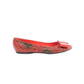 Louis Vuitton ballet flat in red and black polka dot print with a glossy red bow on the toe and red lining, size 38.5 EU.