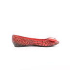 Louis Vuitton x Yayoi Kusama Bow 12 years Leather Polka Dot Ballet Flats in Red x Black, Size 38.5 EU