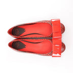 Louis Vuitton x Yayoi Kusama Bow 12 years Leather Polka Dot Ballet Flats in Red x Black, Size 38.5 EU
