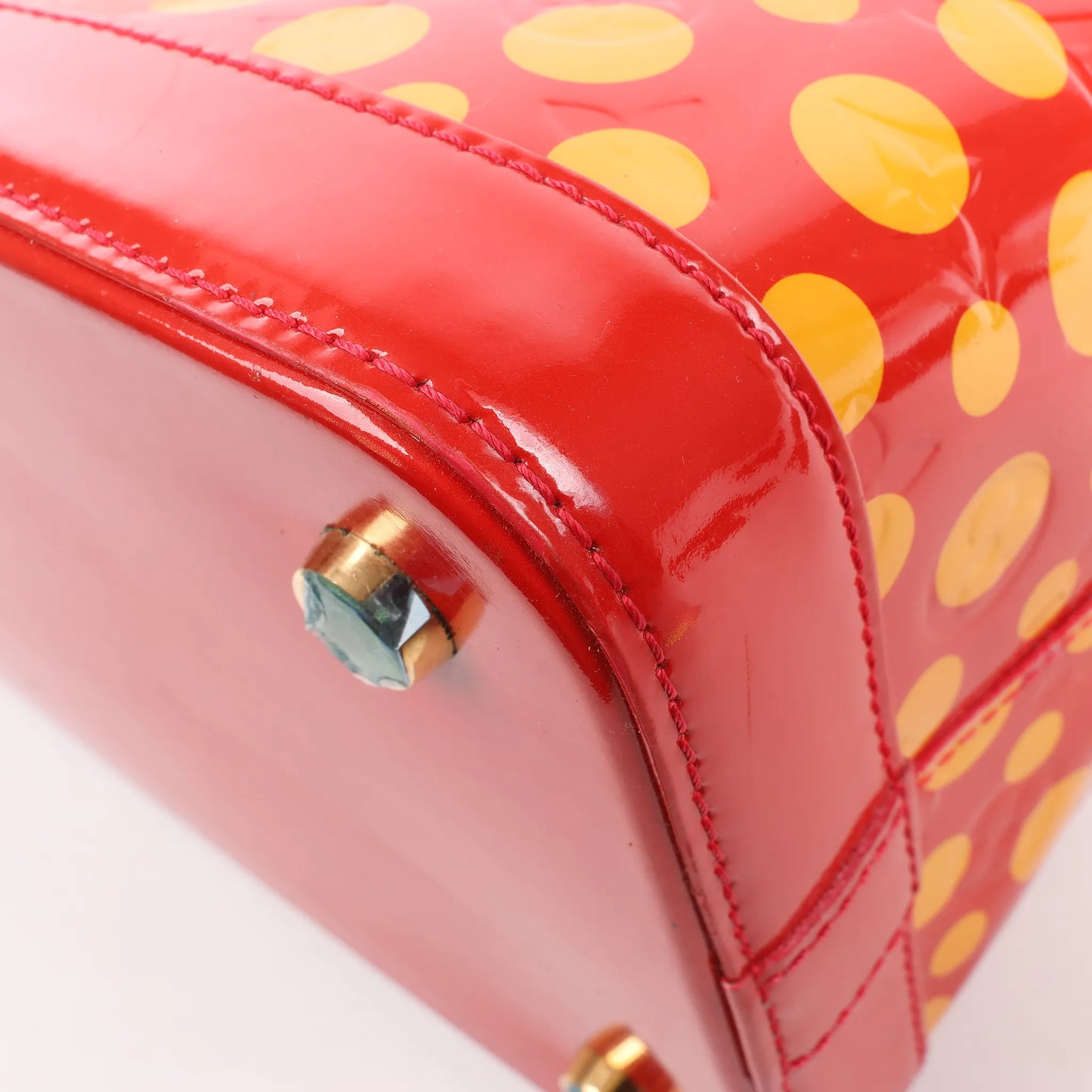 Louis Vuitton x Yayoi Kusama Lockit MM Vernis Dots Infinity in ROUGE X YELLOW M91423
