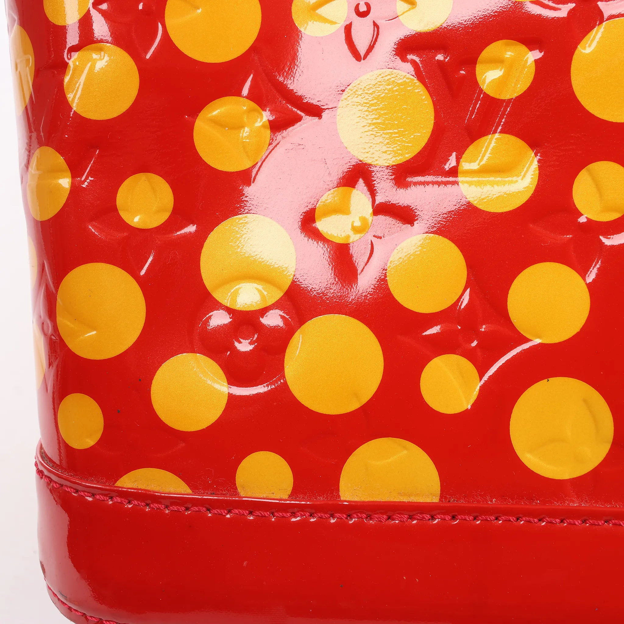 Louis Vuitton x Yayoi Kusama Lockit MM Vernis Dots Infinity in ROUGE X YELLOW M91423
