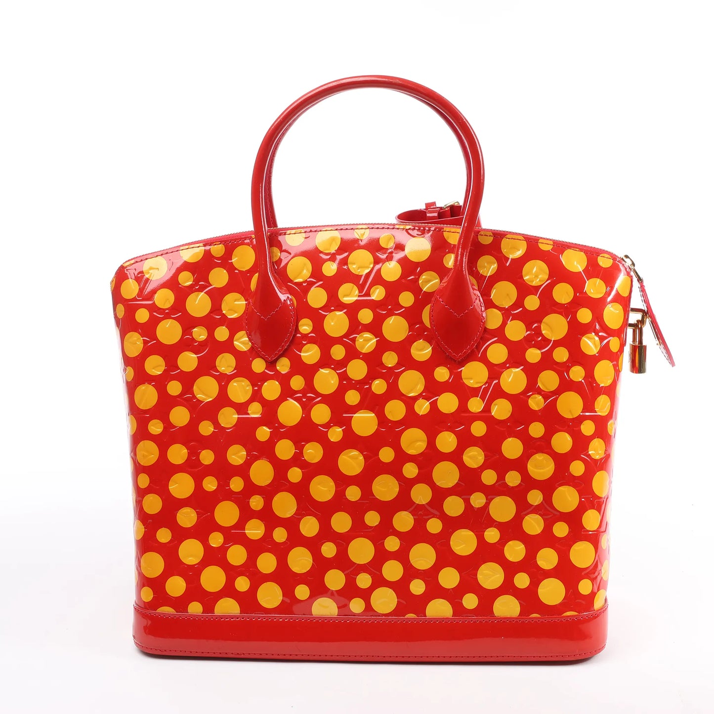 Louis Vuitton x Yayoi Kusama Lockit MM Vernis Dots Infinity in ROUGE X YELLOW M91423