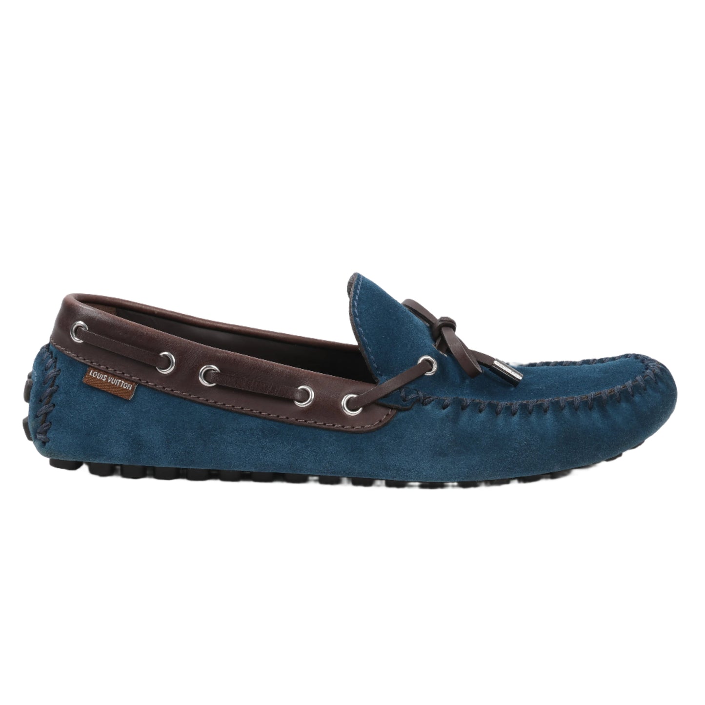 Louis Vuitton 14 years Suede Driving Loafers in Navy x Brown, Size 43 EU, ND0114