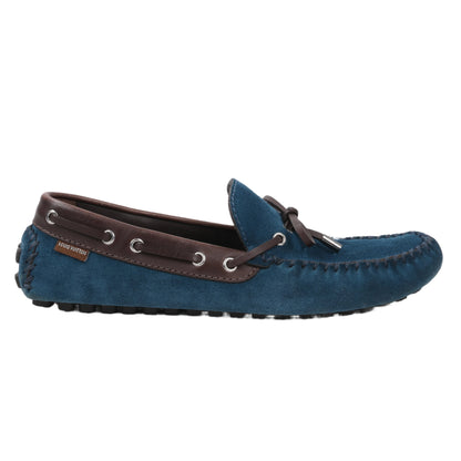 Louis Vuitton 14 years Suede Driving Loafers in Navy x Brown, Size 43 EU, ND0114