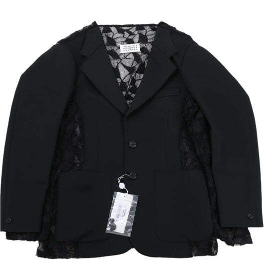 Maison Margiela Schwarzer Blazer mit Spitzenauflage, Größe 40