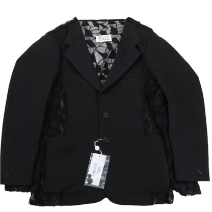 Maison Margiela Black Blazer with Lace Overlay, Size 40