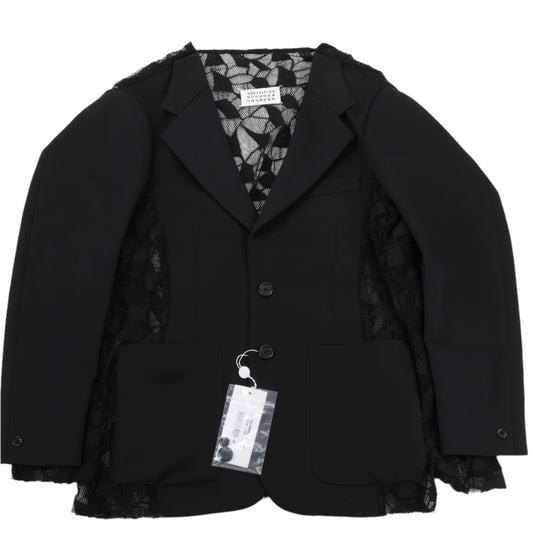 Maison Margiela Black Blazer with Lace Overlay, Size 40