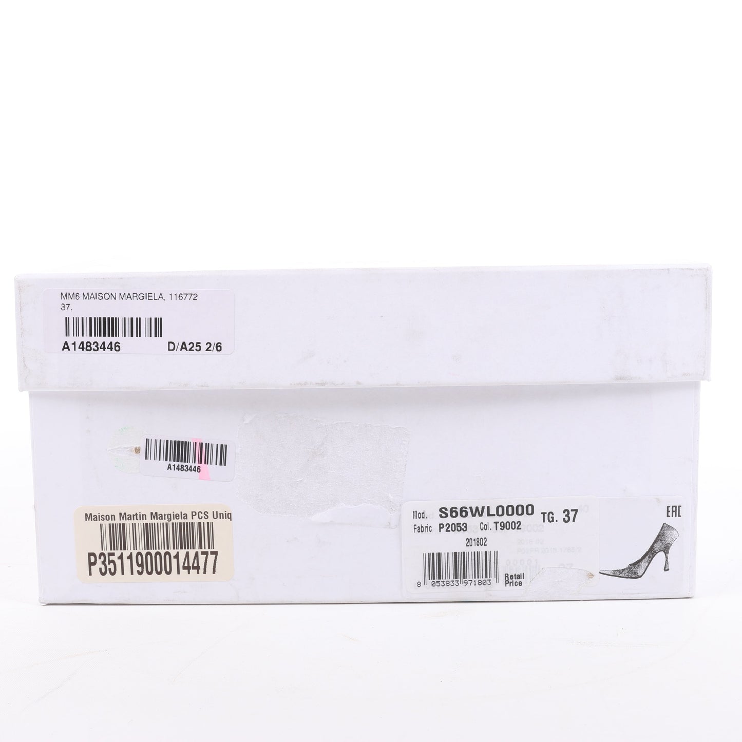 MAISON MARGIELA MM6 9 cm Laminated Leather Pumps in Silver, Size 37 EU