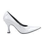 MAISON MARGIELA MM6 9 cm Laminated Leather Pumps in Silver, Size 37 EU