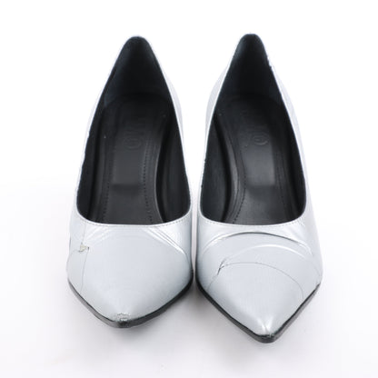 MAISON MARGIELA MM6 9 cm Pumps aus laminiertem Leder in Silber, Größe 37 EU