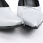 MAISON MARGIELA MM6 9 cm Laminated Leather Pumps in Silver, Size 37 EU