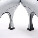 MAISON MARGIELA MM6 9 cm Laminated Leather Pumps in Silver, Size 37 EU