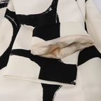 Marni Printed Crepe Midi Dress in Cream x Black, Size 46 IT