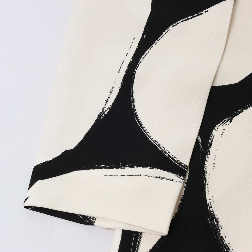 Marni Printed Crepe Midi Dress in Cream x Black, Size 46 IT