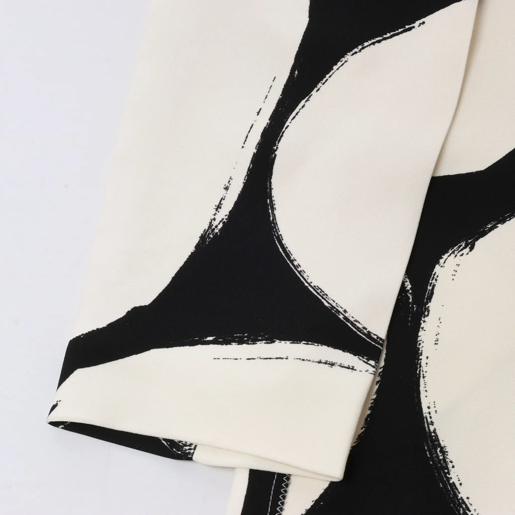 Marni Printed Crepe Midi Dress in Cream x Black, Size 46 IT