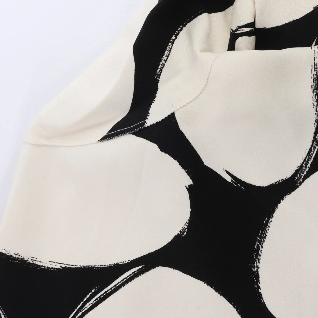 Marni Printed Crepe Midi Dress in Cream x Black, Size 46 IT