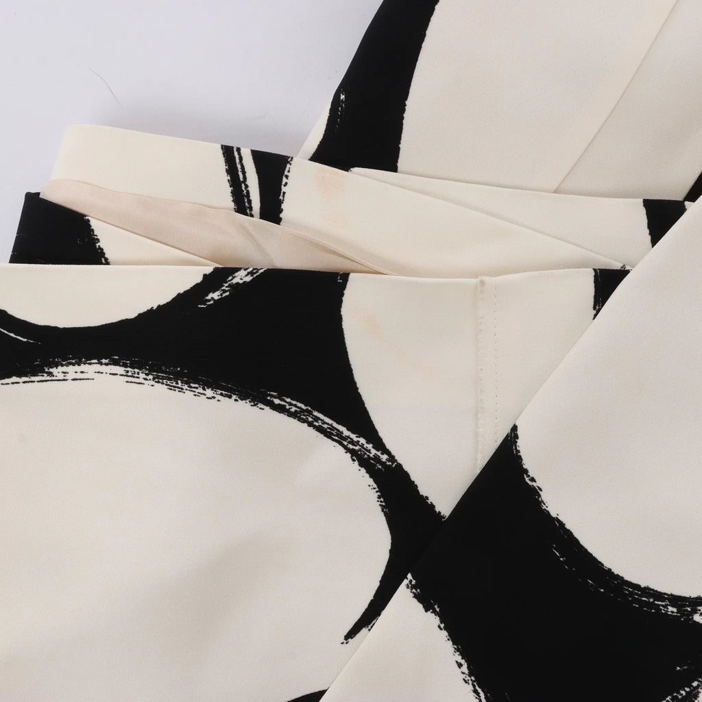 Marni Printed Crepe Midi Dress in Cream x Black, Size 46 IT