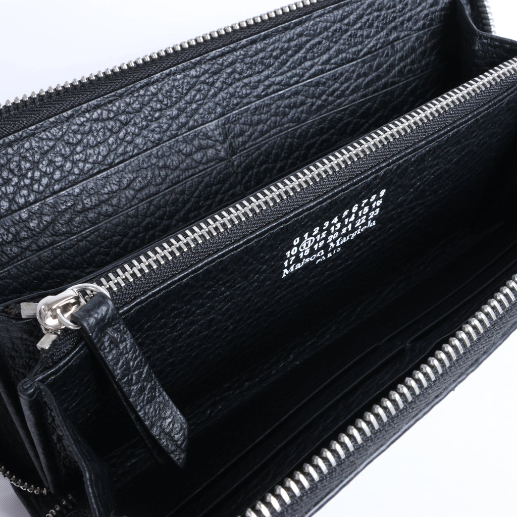 Cartera continental de piel lisa negra de Bottega Veneta
