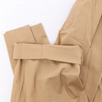 Maison Margiela Pleated Cotton Gabardine Straight Leg Pants in Beige, Size 40 IT
