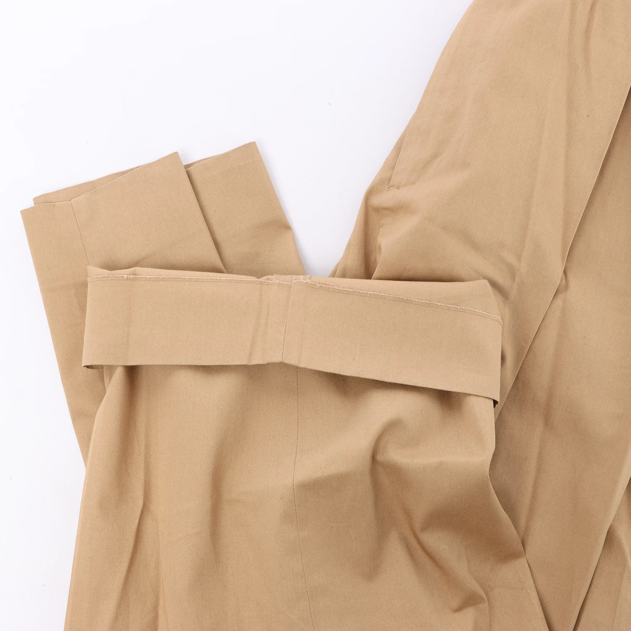 Maison Margiela Pleated Cotton Gabardine Straight Leg Pants in Beige, Size 40 IT