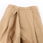 Maison Margiela Pleated Cotton Gabardine Straight Leg Pants in Beige, Size 40 IT