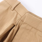 Maison Margiela Pleated Cotton Gabardine Straight Leg Pants in Beige, Size 40 IT