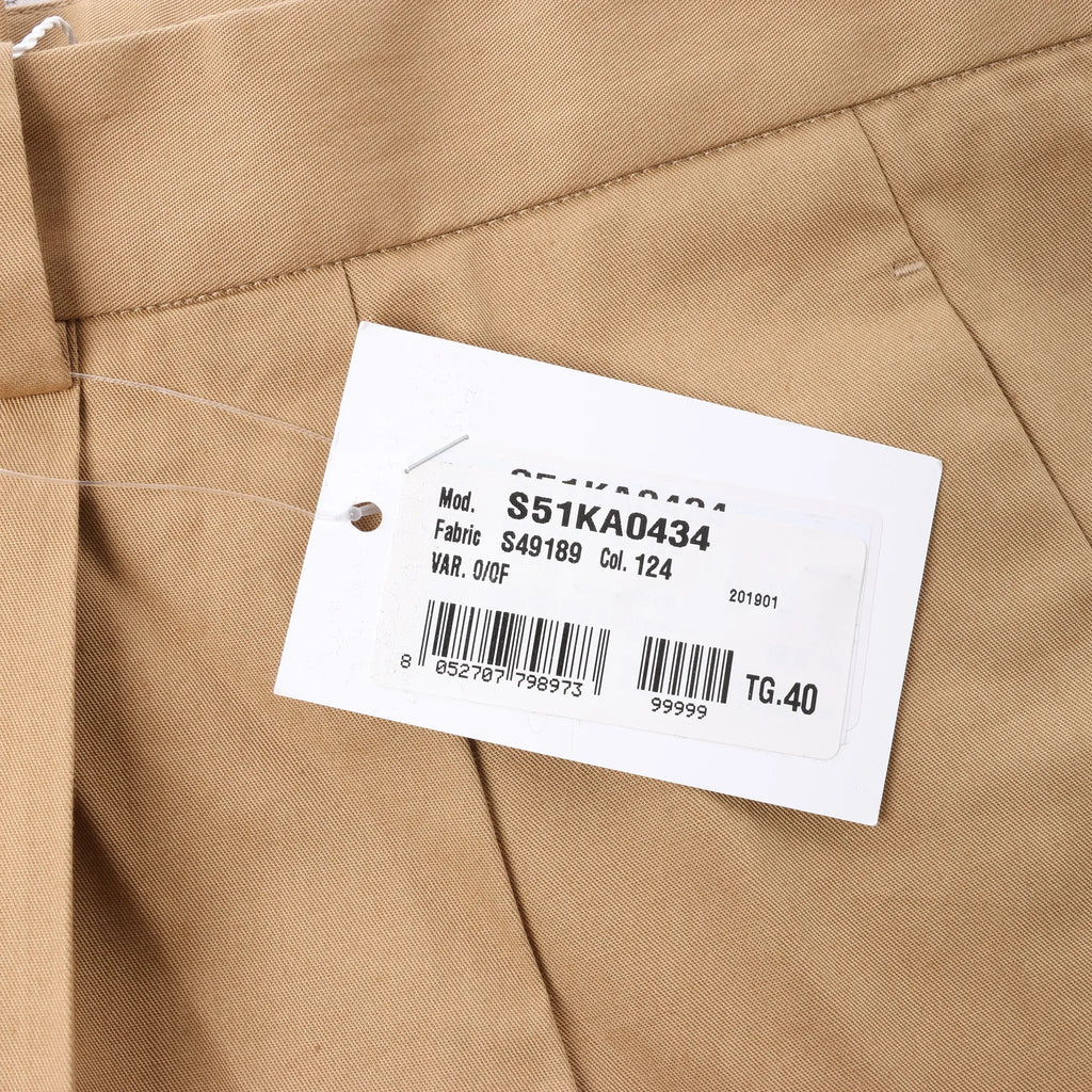 Maison Margiela Pleated Cotton Gabardine Straight Leg Pants in Beige, Size 40 IT
