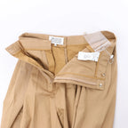 Maison Margiela Pleated Cotton Gabardine Straight Leg Pants in Beige, Size 40 IT