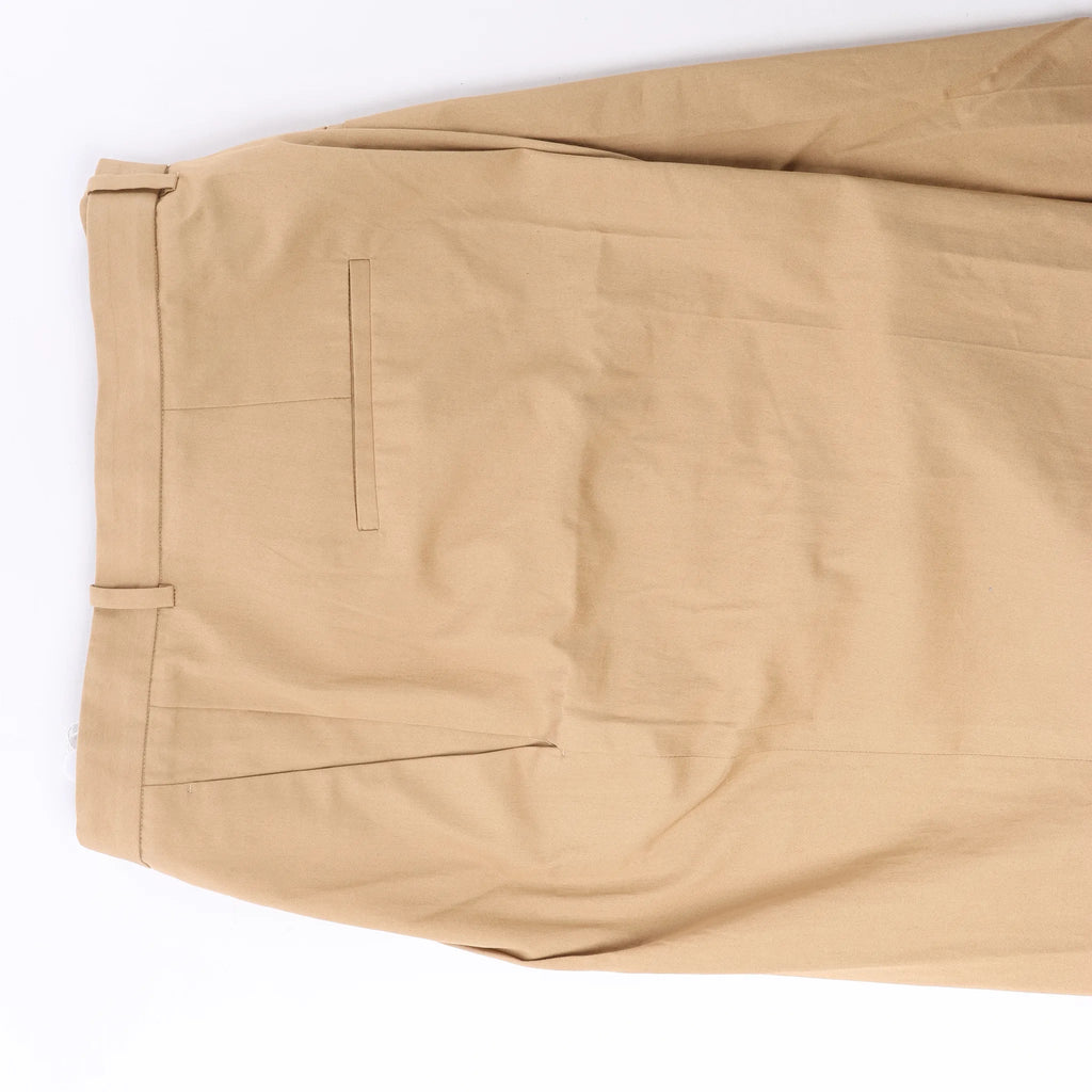 Maison Margiela Pleated Cotton Gabardine Straight Leg Pants in Beige, Size 40 IT