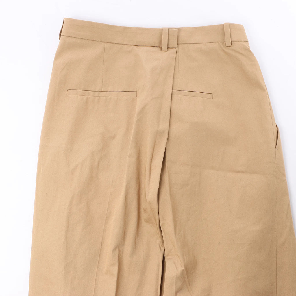 Maison Margiela Pleated Cotton Gabardine Straight Leg Pants in Beige, Size 40 IT
