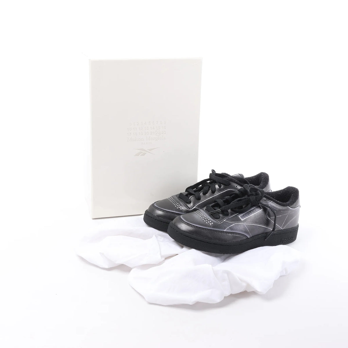 Maison Margiela x Reebok Club C Leather Sneakers in Black H02361, Size 36 EU
