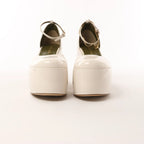 Maria Luca Giulia Platform Slingback Chunky Block Heels in Beige, Size 37 EU