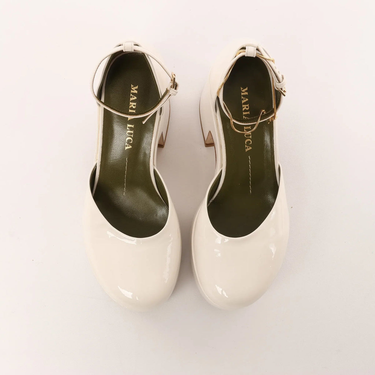 Maria Luca Giulia Platform Slingback Chunky Block Heels in Beige, Size 37 EU