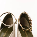 Maria Luca Giulia Platform Slingback Chunky Block Heels in Beige, Size 37 EU