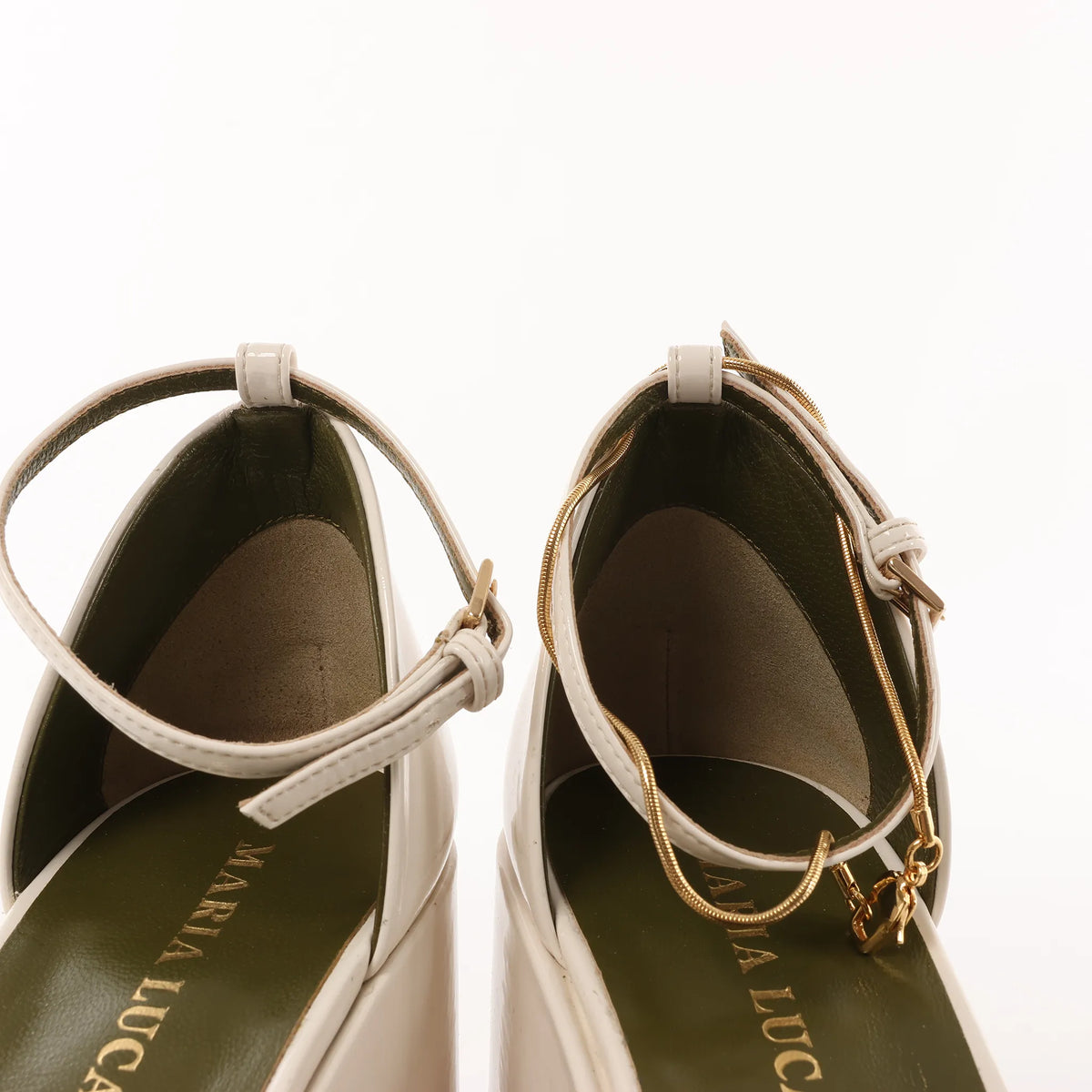 Maria Luca Giulia Platform Slingback Chunky Block Heels in Beige, Size 37 EU