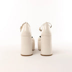 Maria Luca Giulia Platform Slingback Chunky Block Heels in Beige, Size 37 EU