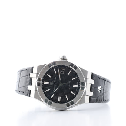 Montre Maurice Lacroix Aikon 39 mm AI6007-SS002-330-1 AY36727 SS et cuir AT cadran noir