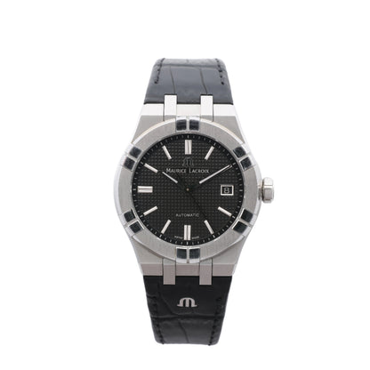 Montre Maurice Lacroix Aikon 39 mm AI6007-SS002-330-1 AY36727 SS et cuir AT cadran noir