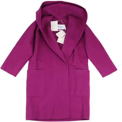 Max Mara Necton Wool Hooded Coat in Fuchsia