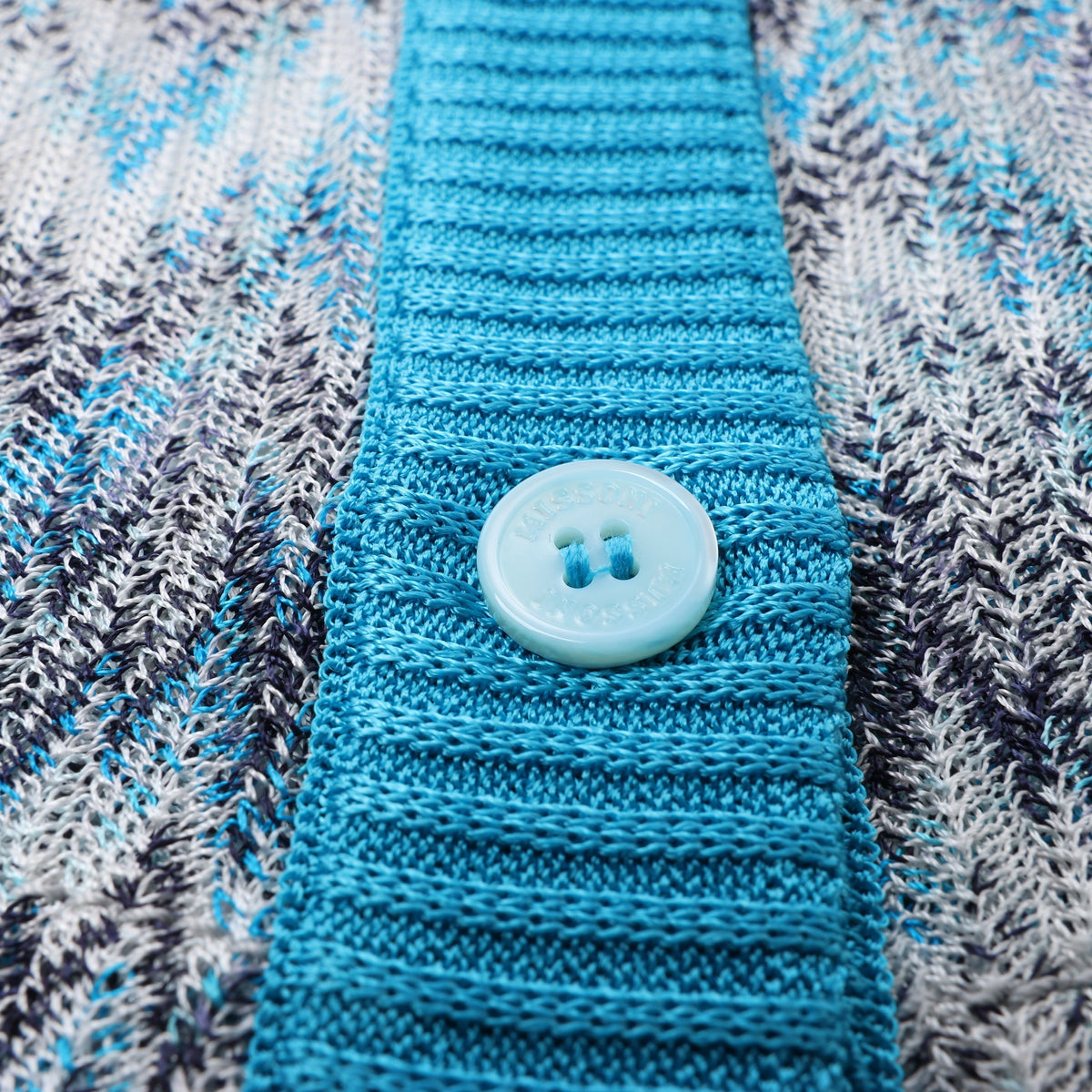 Missoni Crochet-Knit Cardigan in Blue, Size 40 IT