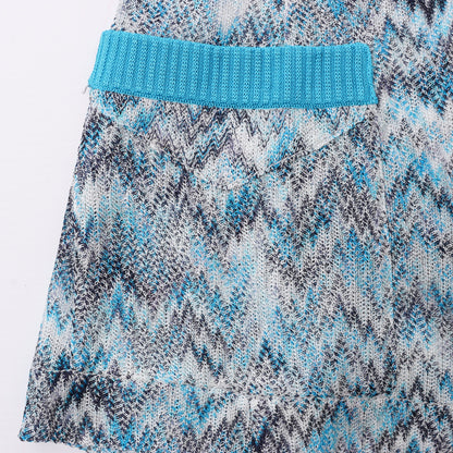 Missoni Crochet-Knit Cardigan in Blue, Size 40 IT