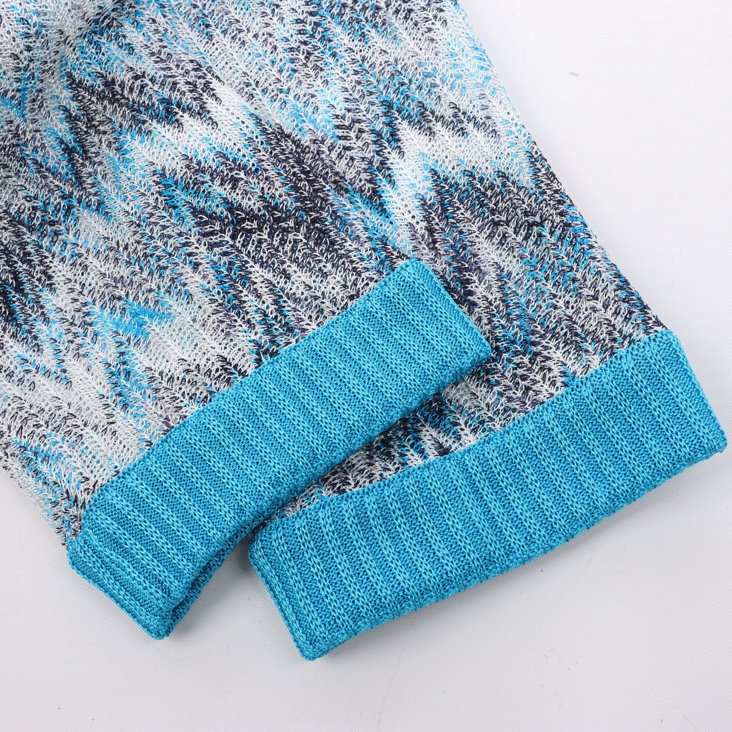 Missoni Crochet-Knit Cardigan in Blue, Size 40 IT