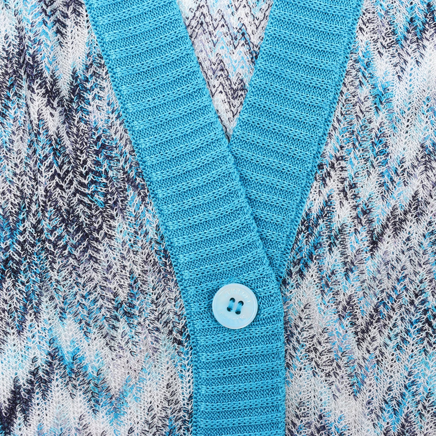 Missoni Crochet-Knit Cardigan in Blue, Size 40 IT